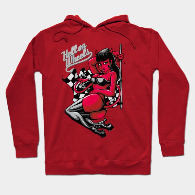 Devil Pin-Up Girl - Hell on Wheels Hoodie by fatline